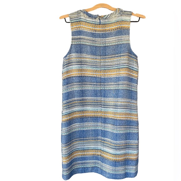 Anthropologie Akemi + Kin Womens Woven Blue Yellow Tweed Shift Dress Size 8 - Picture 5 of 8